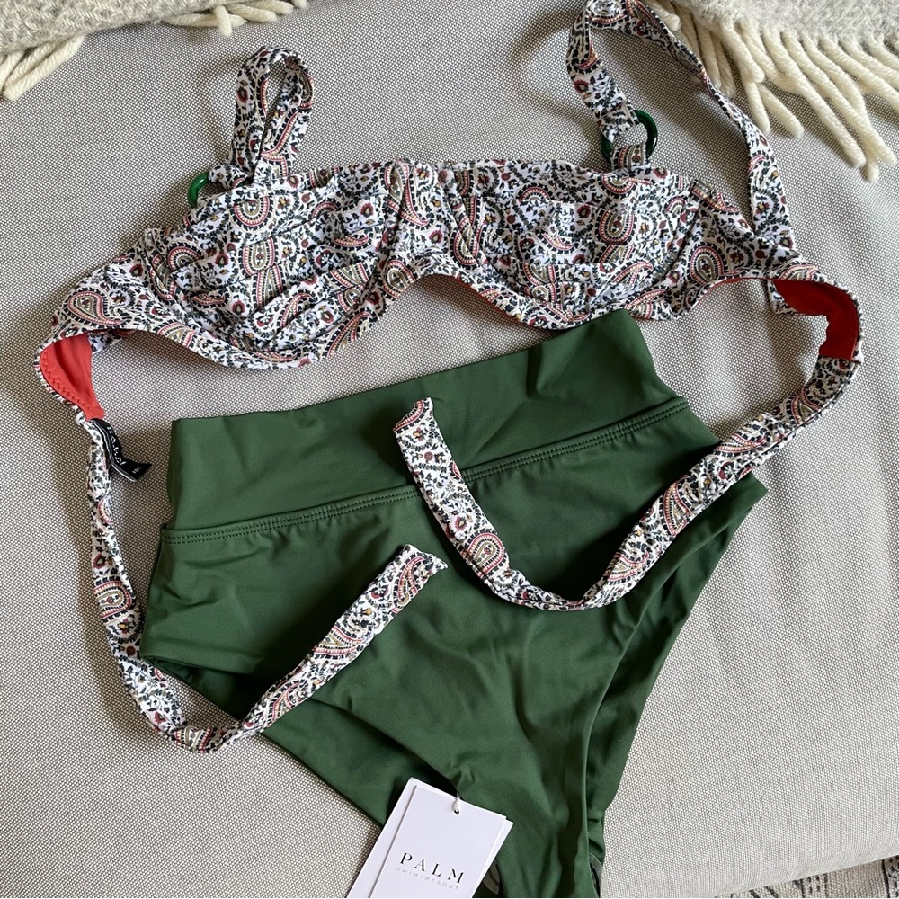 Palm bikini top and bottoms